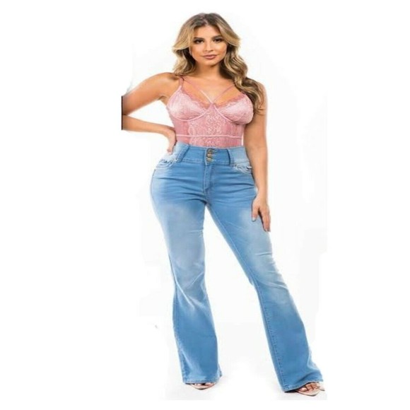 Size 7 Women Flared Jeans Push Up, Stretch, Regular Size, Levanta Cola CTP 1201 - Picture 4 of 8
